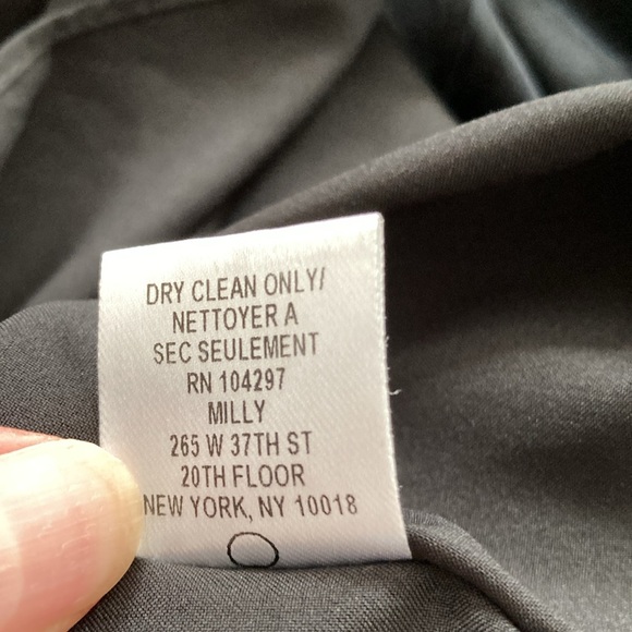 Milly, Black Stretch Silk Crepe Mini Dress, Tulip Butterfly Sleeve, Size 6 - Picture 9 of 10